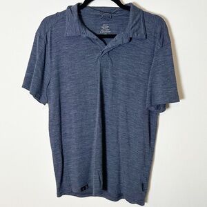 Forclaz Merino Wool Polo Short Sleeve Blue Grey Charcoal Medium